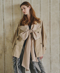 【予約開始待ち】カーブスリーブボウタイリボンショートトレンチ