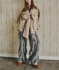 【予約開始待ち】カーブスリーブボウタイリボンショートトレンチ