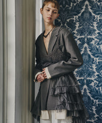 【予約開始待ち】アシンメトリーチュールドッキングテーラードJK