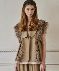 【予約10%OFF】【J1U by LA BELE ETUDE】2WAYボリュームギャザーチュールノースリーブジャケット