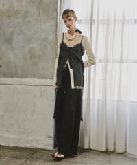 【予約】ボタンディテールサテンレースキャミチュニック