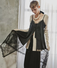 【予約】ボタンディテールサテンレースキャミチュニック