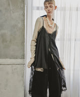 【予約】ボタンディテールサテンレースキャミチュニック