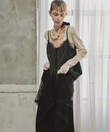 【予約】ボタンディテールサテンレースキャミチュニック