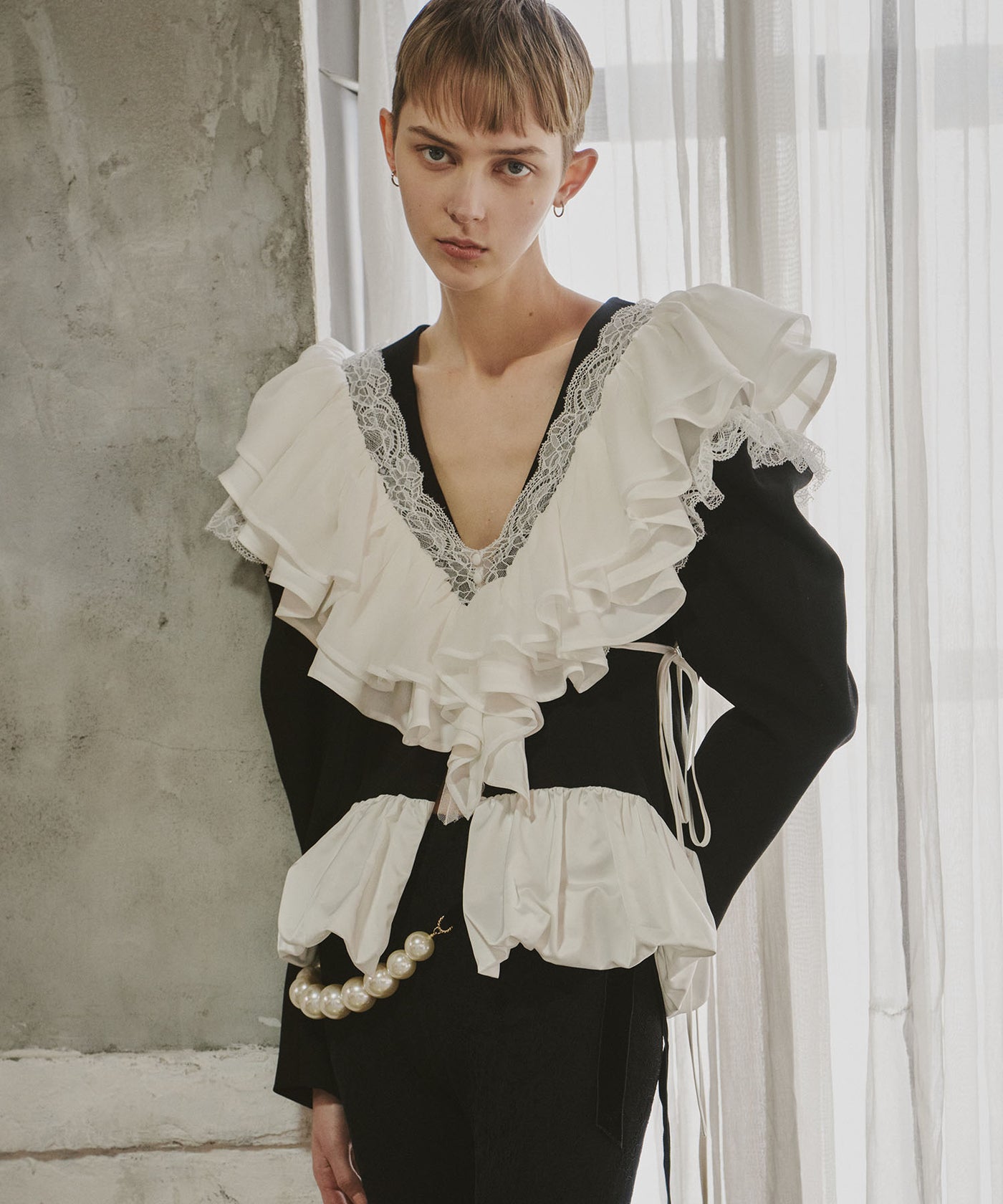 予約】レースVネックギャザーフリルつけ衿 – LA BELLE ETUDE online store