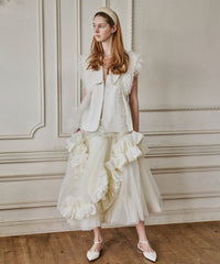 【予約】【J1U by LA BELE ETUDE】2WAYボリュームギャザーチュールノースリーブジャケット