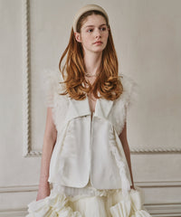 【予約】【J1U by LA BELE ETUDE】2WAYボリュームギャザーチュールノースリーブジャケット