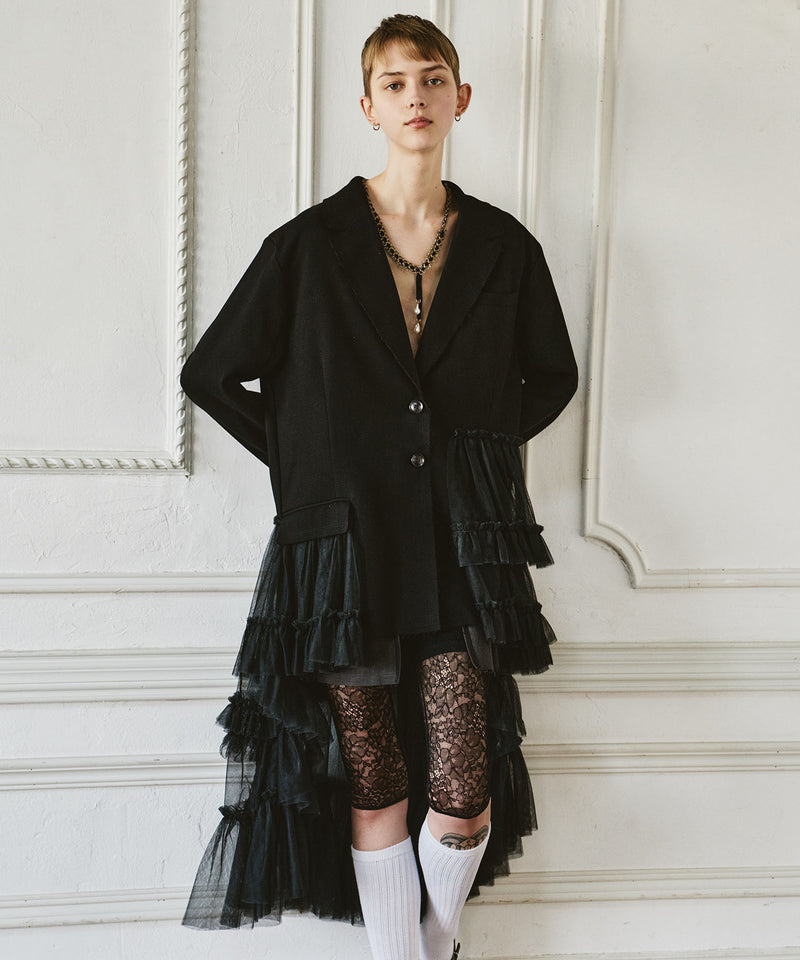 予約】アシンメトリーチュールドッキングテーラードJK – LA BELLE