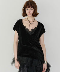 【予約開始待ち】2wayシアーベロアアシンメトリーTOPS