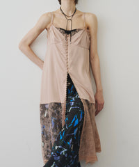 【予約】ボタンディテールサテンレースキャミチュニック