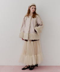 【予約】【J1U by LA BELLE ETUDE】ノーカラームートンライクボンディングコート