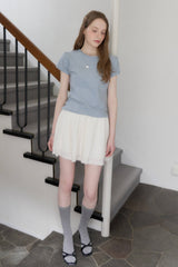 【GIUNON】scallop pile puff t-shirt / スカラップパイルパフTシャツ