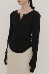 【GIUNON】long sleeve rib tops / ロングスリーブリブトップス