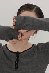 【GIUNON】long sleeve rib tops / ロングスリーブリブトップス