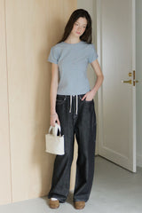 【GIUNON】scallop pile puff t-shirt / スカラップパイルパフTシャツ