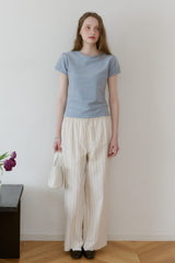 【GIUNON】scallop pile puff t-shirt / スカラップパイルパフTシャツ