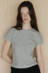 【GIUNON】scallop pile puff t-shirt / スカラップパイルパフTシャツ