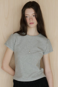 【GIUNON】scallop pile puff t-shirt / スカラップパイルパフTシャツ