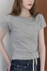 【GIUNON】scallop pile puff t-shirt / スカラップパイルパフTシャツ