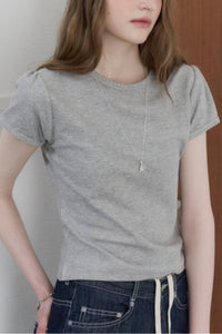 【GIUNON】scallop pile puff t-shirt / スカラップパイルパフTシャツ