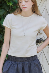 【GIUNON】scallop pile puff t-shirt / スカラップパイルパフTシャツ