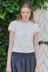 【GIUNON】scallop pile puff t-shirt / スカラップパイルパフTシャツ