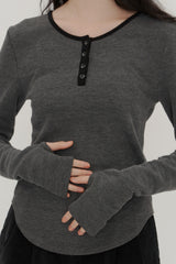 【GIUNON】long sleeve rib tops / ロングスリーブリブトップス