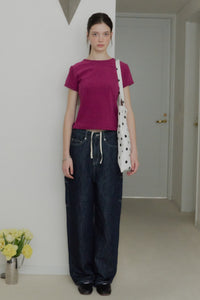 【GIUNON】scallop pile puff t-shirt / スカラップパイルパフTシャツ