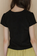 【GIUNON】scallop pile puff t-shirt / スカラップパイルパフTシャツ