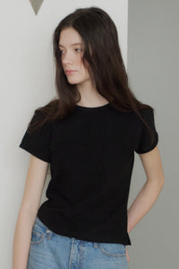 【GIUNON】scallop pile puff t-shirt / スカラップパイルパフTシャツ