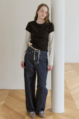 【GIUNON】scallop pile puff t-shirt / スカラップパイルパフTシャツ