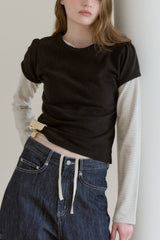 【GIUNON】scallop pile puff t-shirt / スカラップパイルパフTシャツ