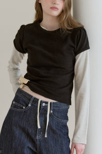 【GIUNON】scallop pile puff t-shirt / スカラップパイルパフTシャツ