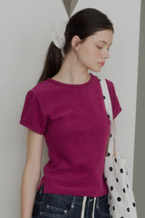 【GIUNON】scallop pile puff t-shirt / スカラップパイルパフTシャツ