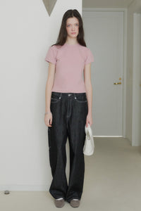 【GIUNON】scallop pile puff t-shirt / スカラップパイルパフTシャツ