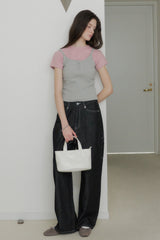 【GIUNON】scallop pile puff t-shirt / スカラップパイルパフTシャツ