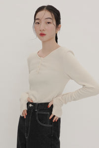 【GIUNON】long sleeve rib tops / ロングスリーブリブトップス