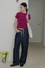 【GIUNON】scallop pile puff t-shirt / スカラップパイルパフTシャツ