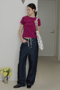 【GIUNON】scallop pile puff t-shirt / スカラップパイルパフTシャツ