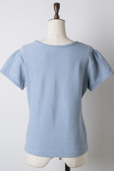 【GIUNON】scallop pile puff t-shirt / スカラップパイルパフTシャツ