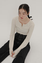 【GIUNON】long sleeve rib tops / ロングスリーブリブトップス