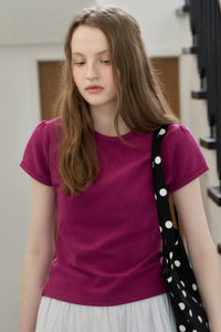 【GIUNON】scallop pile puff t-shirt / スカラップパイルパフTシャツ