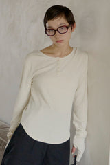 【GIUNON】long sleeve rib tops / ロングスリーブリブトップス