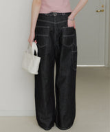 【GIUNON】wide stitch adjustable denim / ワイドステッチアジャスタブルデニム