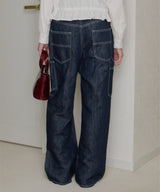 【GIUNON】wide stitch adjustable denim / ワイドステッチアジャスタブルデニム
