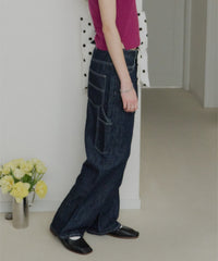 【GIUNON】wide stitch adjustable denim / ワイドステッチアジャスタブルデニム