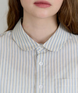 【GIUNON】round collar stripe shirt / ラウンドカラーストライプシャツ