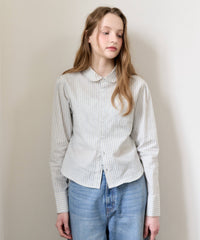 【GIUNON】round collar stripe shirt / ラウンドカラーストライプシャツ