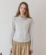 【GIUNON】round collar stripe shirt / ラウンドカラーストライプシャツ