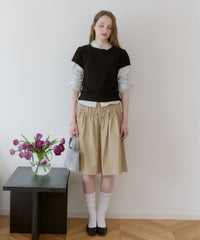 【GIUNON】round collar stripe shirt / ラウンドカラーストライプシャツ